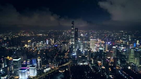 航拍浦东陆家嘴逆光夜景