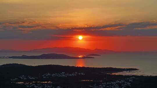 苏州太湖岛日落景观（航拍延时）