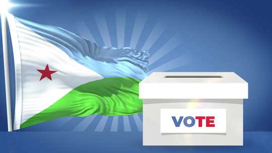 吉布提国旗和投票箱2024年大选
