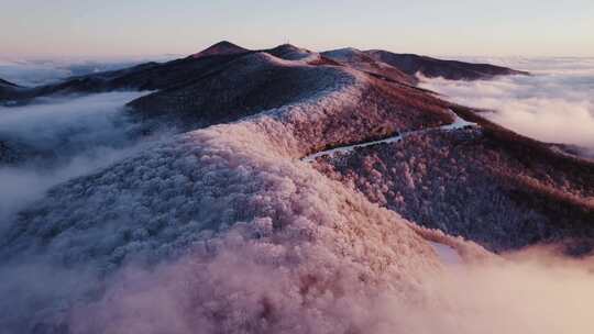 大兴安岭冬季雪景森林风光