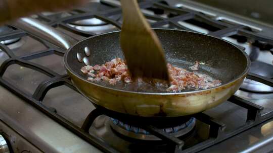 frying-diced-bacon