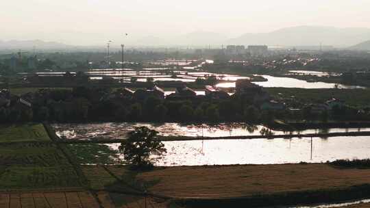 浙江省湖州市东林镇泉庆村日出日落风光视频素材模板下载