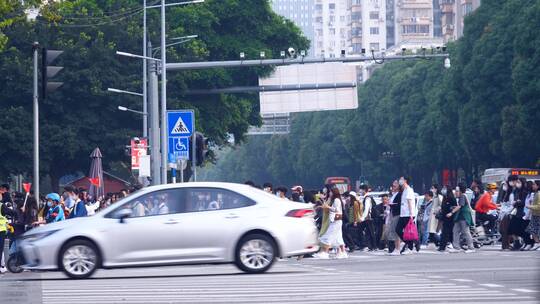 广州城市街道人潮拥挤车水马龙4k视频素材