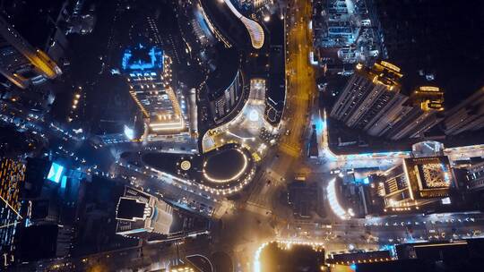 南京西路夜景俯拍视频素材模板下载