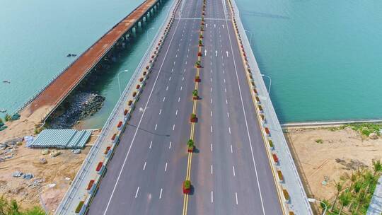 航拍漳州港双鱼岛大桥美景