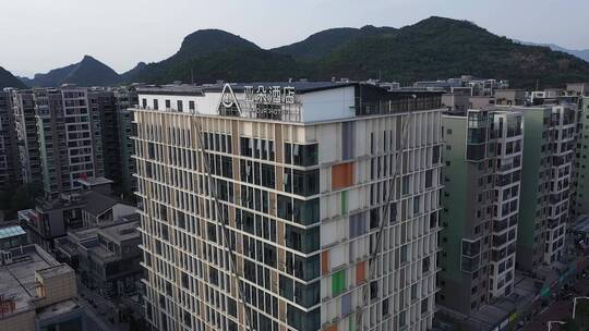 广西桂林亚朵酒店航拍城市风光
