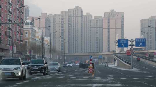 黑龙江牡丹江市三叉路口视频素材模板下载