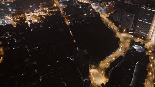 黄浦区夜景延时航拍