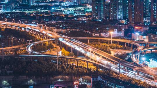 菊华立交桥夜景特写视频素材模板下载