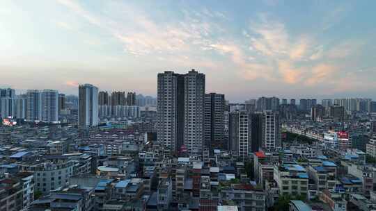 广西来宾城市晚霞夕阳航拍