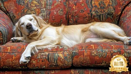 慵懒午后金毛寻回犬小狗狗的甜蜜梦境