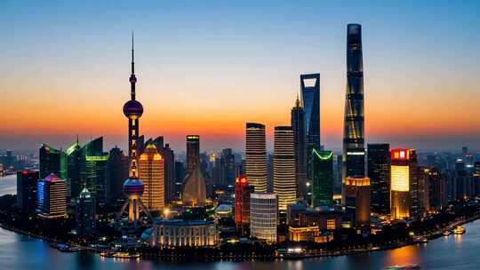 上海陆家嘴城市建筑夜景