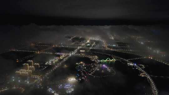 云雾下的盐城南海未来城之中华海棠园