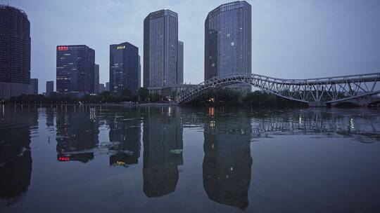 绍兴世茂中心,梅龙湖公园,湖景,夜景,景观桥