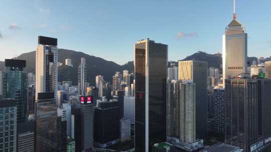 香港湾仔区CBD建筑航拍视频素材模板下载