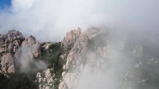 航拍青岛崂山巨峰自然风光