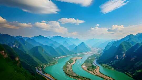 长江河流山川山脉风景