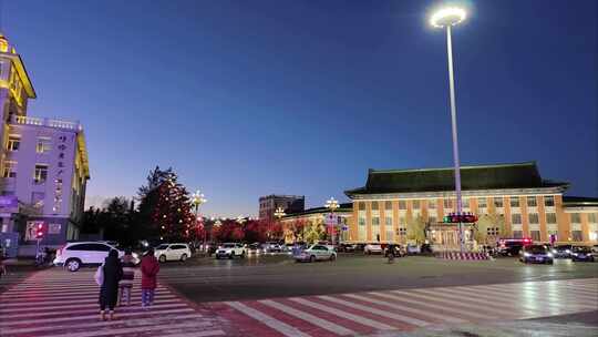 内蒙古城市灯光夜景延时