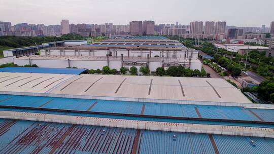 中联重科基建设备厂房一角航拍视频素材模板下载