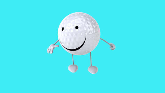 竖起大拇指的有趣3D卡通高尔夫球（包括a