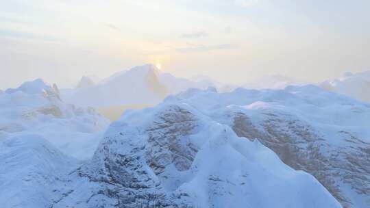 雪山大海航拍风景