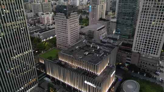 杭州大厦运河夕阳无人机素材