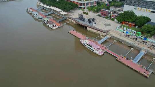 航拍福州闽江游台江码头