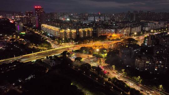 航拍福州闽江金山大桥道路江景