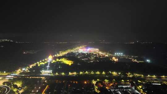 四川德阳城市大景夜景灯光航拍