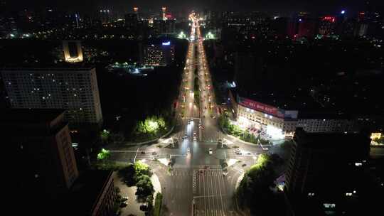 城市夜景交通高架桥夜景车辆行驶航拍