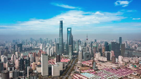 上海世纪大道陆家嘴金融区航拍延时5视频素材模板下载