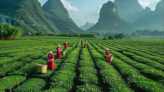 茶园茶场茶厂茶叶茶山春茶红茶绿茶采茶摘茶