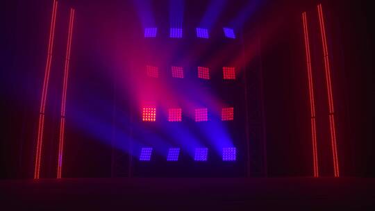 红色和蓝色聚光灯的小剧院舞台视频素材模板下载