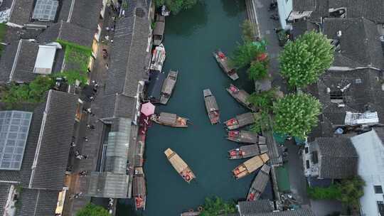 苏州平江路平江古巷小桥流水（航拍素材）