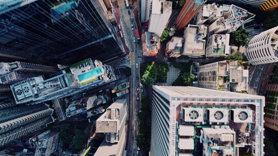 香港中环街道建筑俯拍