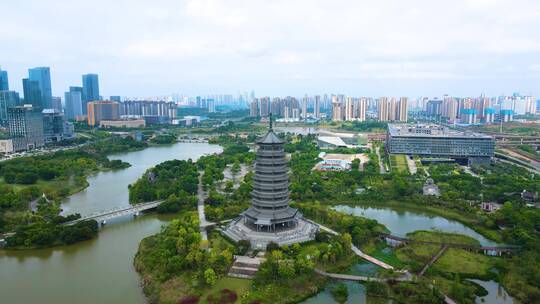 航拍广西南宁五象新区城市高楼大厦风光