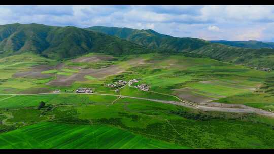 航拍草原 田野风光