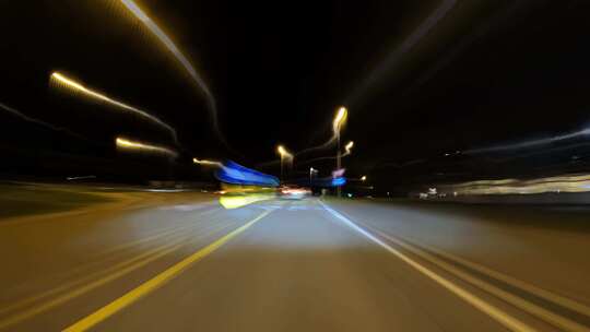 车行驶在街道隧道里延时摄影视频素材模板下载