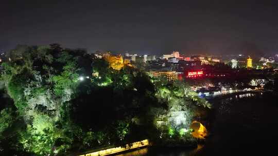 航拍广西桂林象山景区夜景