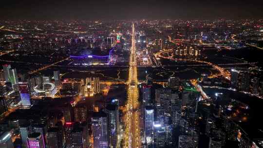 成都高新区夜景航拍