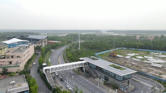 上海浦东新区临港路4K航拍视频素材模板下载