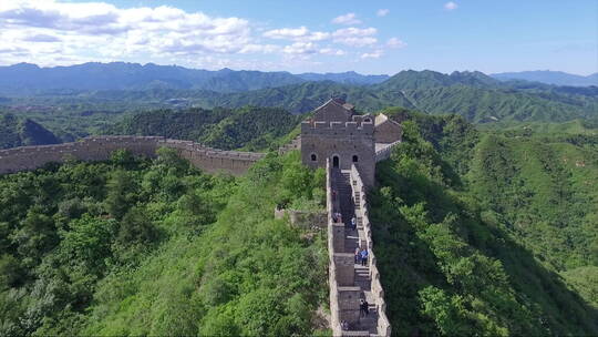 航拍夏季金山岭长城