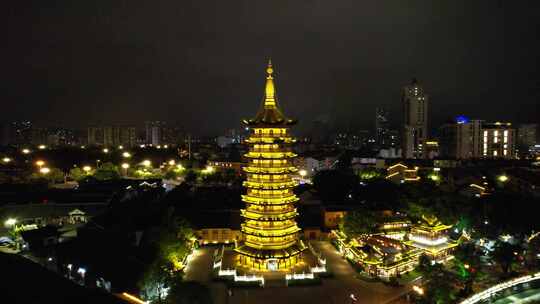 江苏淮安城市夜景灯光交通航拍