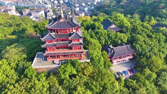 杭州城隍阁景区航拍上城区风景风光素材视频素材模板下载