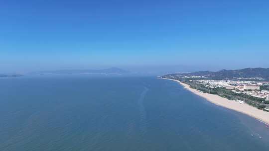 航拍福建厦门大海海洋沙滩风景