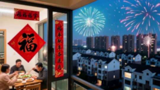 新年万家灯火春节回家过年团圆团聚