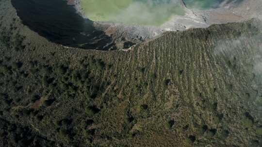 火山，墨西哥，火山口湖，雾