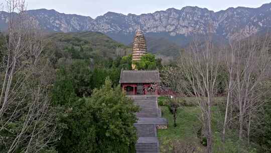 航拍嵩山嵩岳寺塔