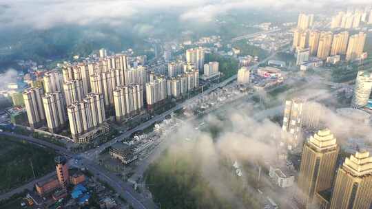 湖北凉城利川清晨城市风光