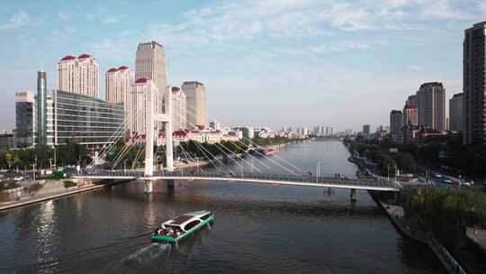 天津海河风景线城市建筑风光航拍